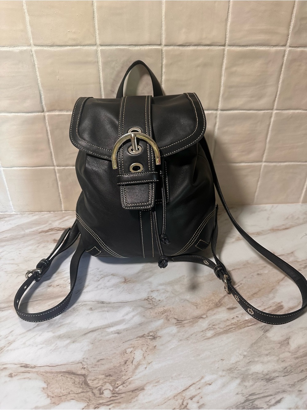 Vintage Coach Legacy 9569 Black Leather Backpack
